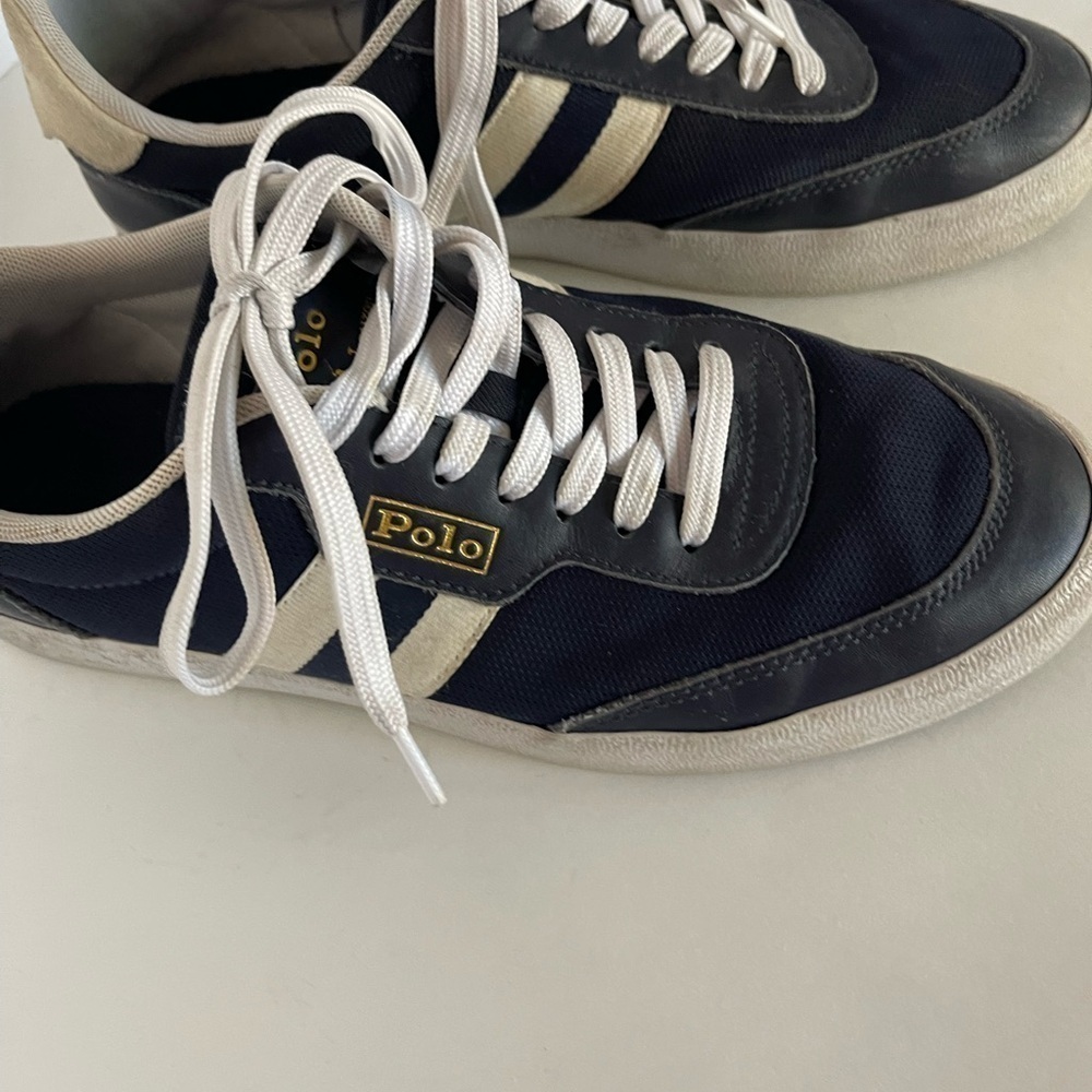 Polo Ralph Lauren Men’s Court VLC Suede Combo Sneaker Shoes Navy Blue Size 9 - Picture 5 of 9